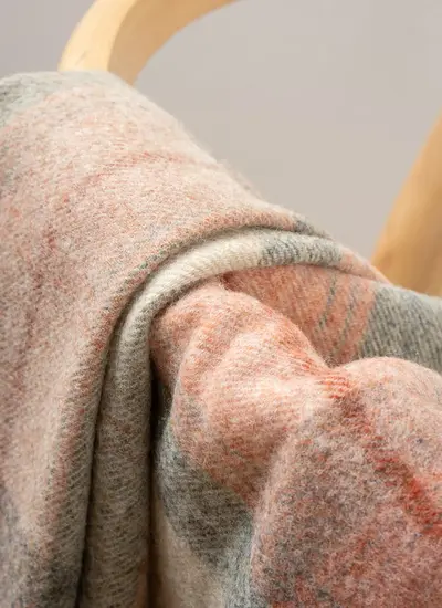 Skye Coral Check Highland Wool Throw